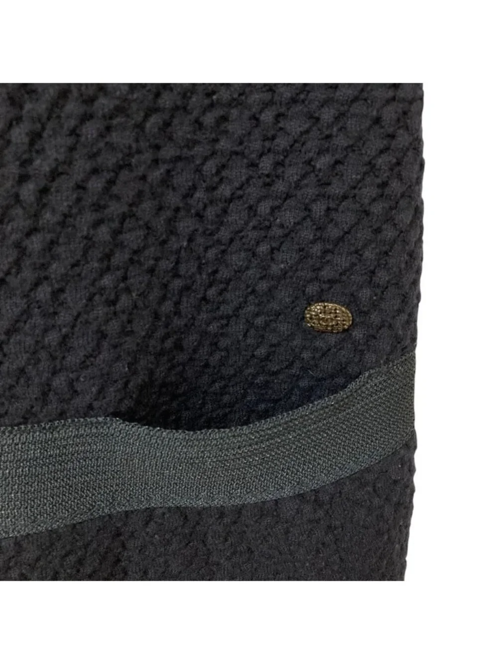 Chanel CC Logo Sleeveless Waffle Knit Dress 36 Navy